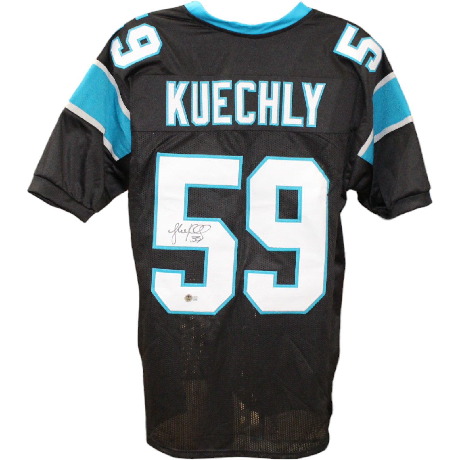 Luke Kuechly Autographed Pro Style Black Sz XL Jersey Beckett Witness 20509 1 Luke Kuechly Autographed Pro Style Black Sz XL Jersey Beckett Witness 20509