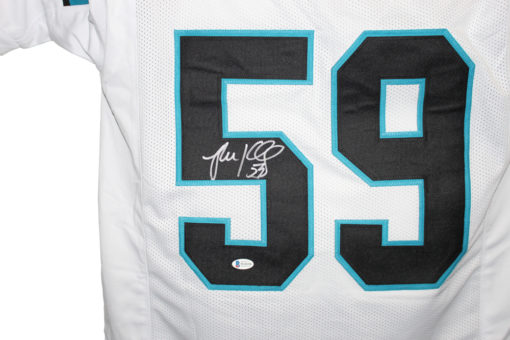 Luke Kuechly Autographed/Signed Carolina Panthers White XL Jersey BAS 20508