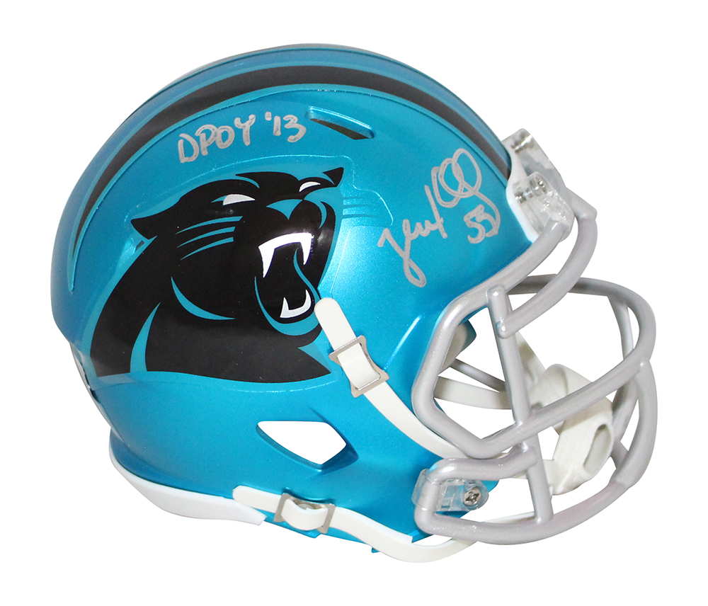 Luke Kuechly Autographed Carolina Panthers Blaze Mini Helmet DROY BAS