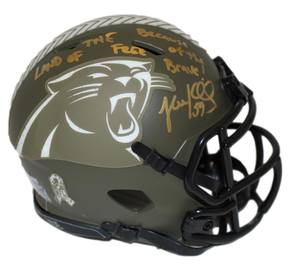 Luke Kuechly Signed Carolina Panthers Salute To Service Mini Helmet BAS