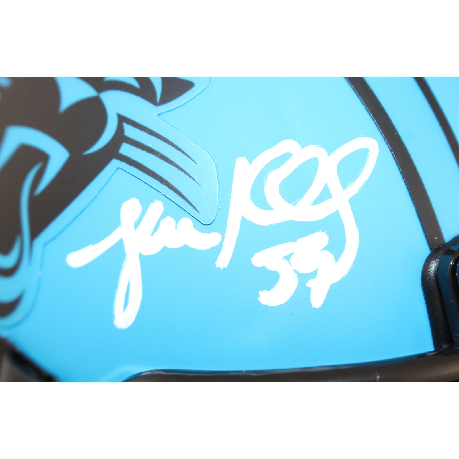 Luke Kuechly Autographed/Signed Carolina Panthers Rave Mini Helmet Beckett 51635 2 Luke Kuechly Autographed/Signed Carolina Panthers Rave Mini Helmet Beckett 51635