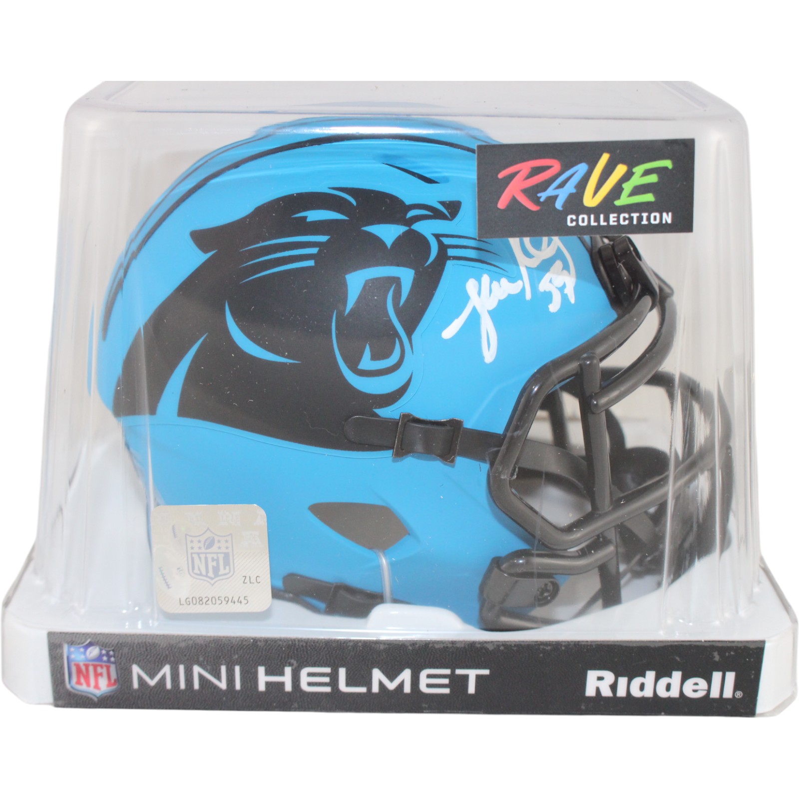 Luke Kuechly Autographed/Signed Carolina Panthers Rave Mini Helmet Beckett 51635 5 Luke Kuechly Autographed/Signed Carolina Panthers Rave Mini Helmet Beckett 51635