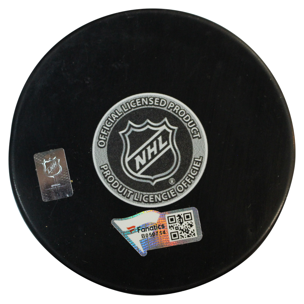 Philipp Kurashev Autographed Chicago Blackhawks Puck NHL Debut Fanatics