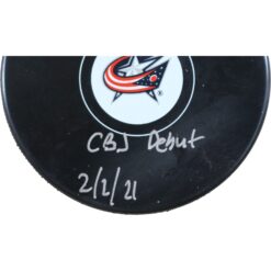 Patrik Laine Autographed Columbus Blue Jackets Logo Puck Debut Fanatics 53831