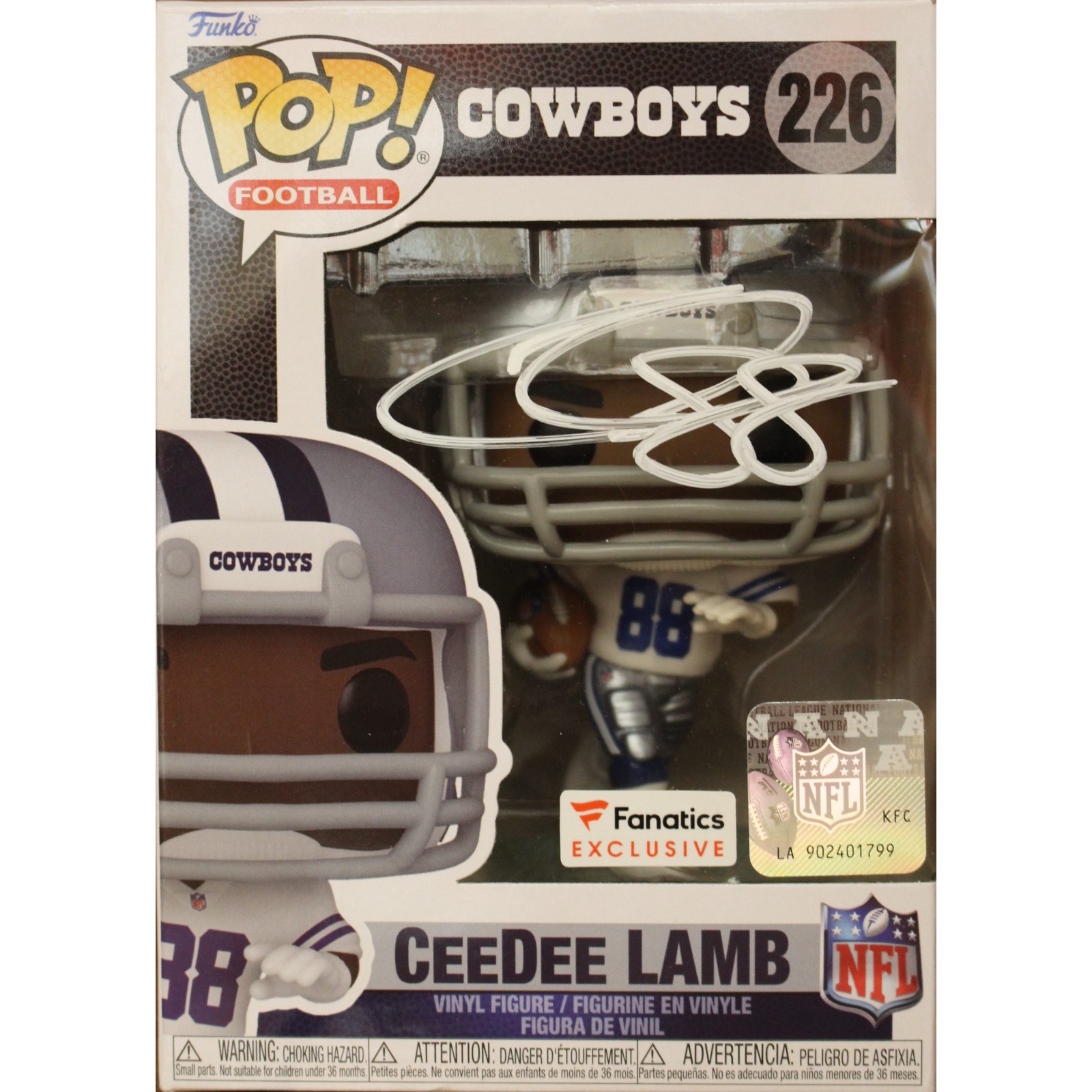 CeeDee Lamb Autographed/Signed Funko Pop! Fanatics FAN 44695