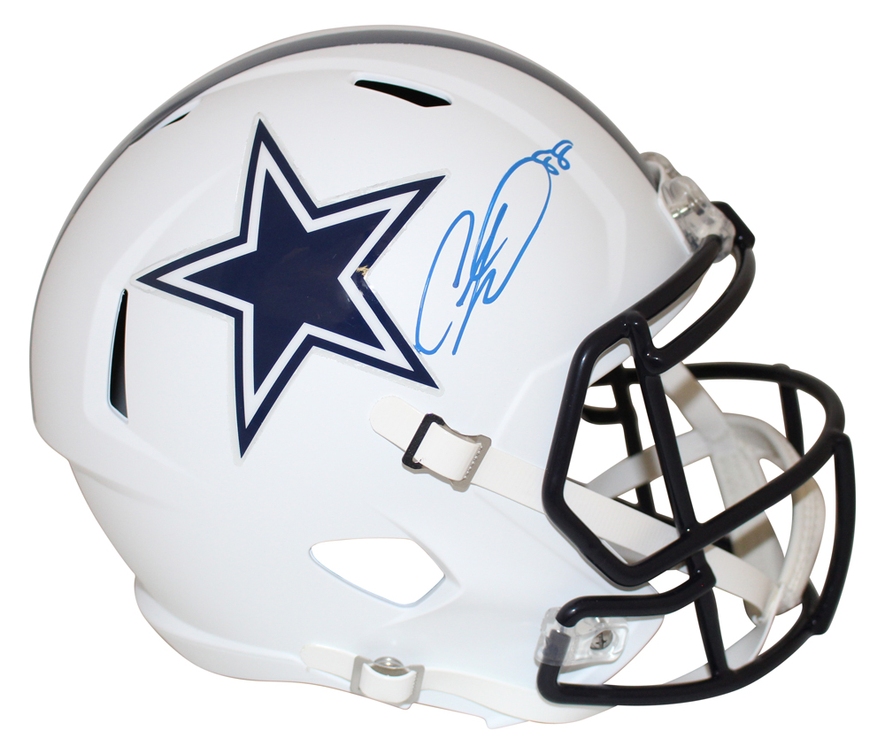 CeeDee Lamb Autographed/Signed Dallas Cowboys Flat White Helmet FAN 28075