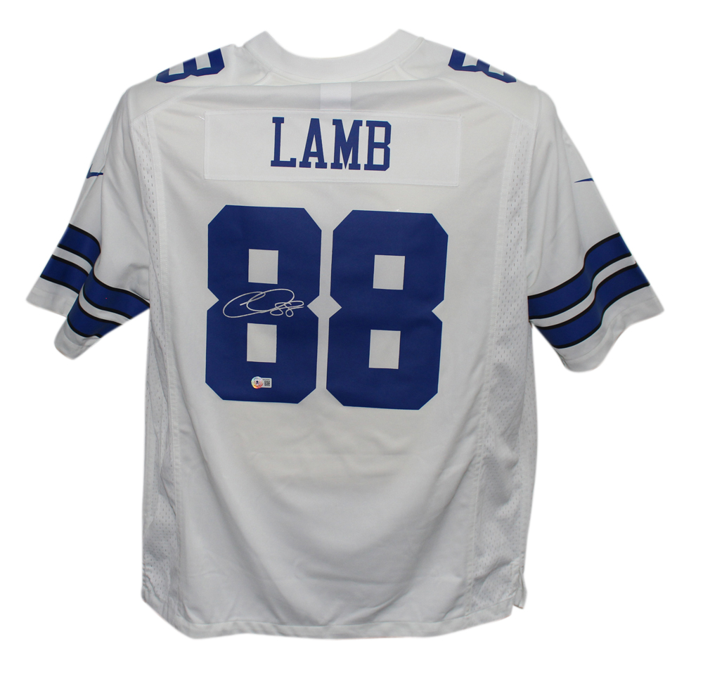 CeeDee Lamb Signed Dallas Cowboys White Nike Game XL Jersey Beckett