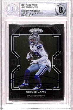 CeeDee Lamb Autographed 2021 Prizm #239 Trading Card Beckett 