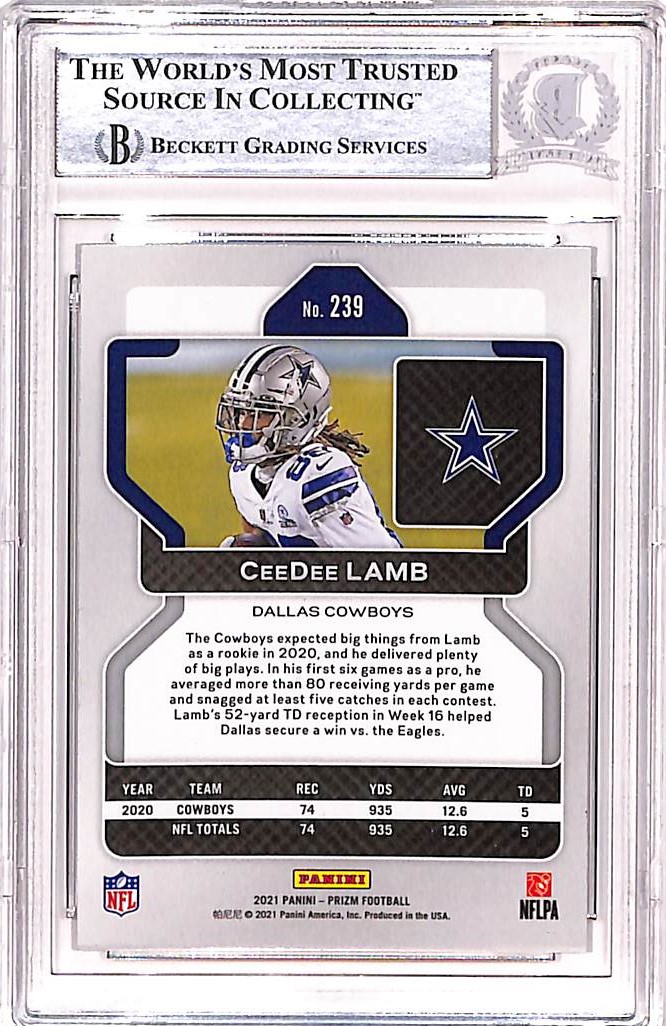 CeeDee Lamb Autographed 2021 Prizm #239 Trading Card Beckett