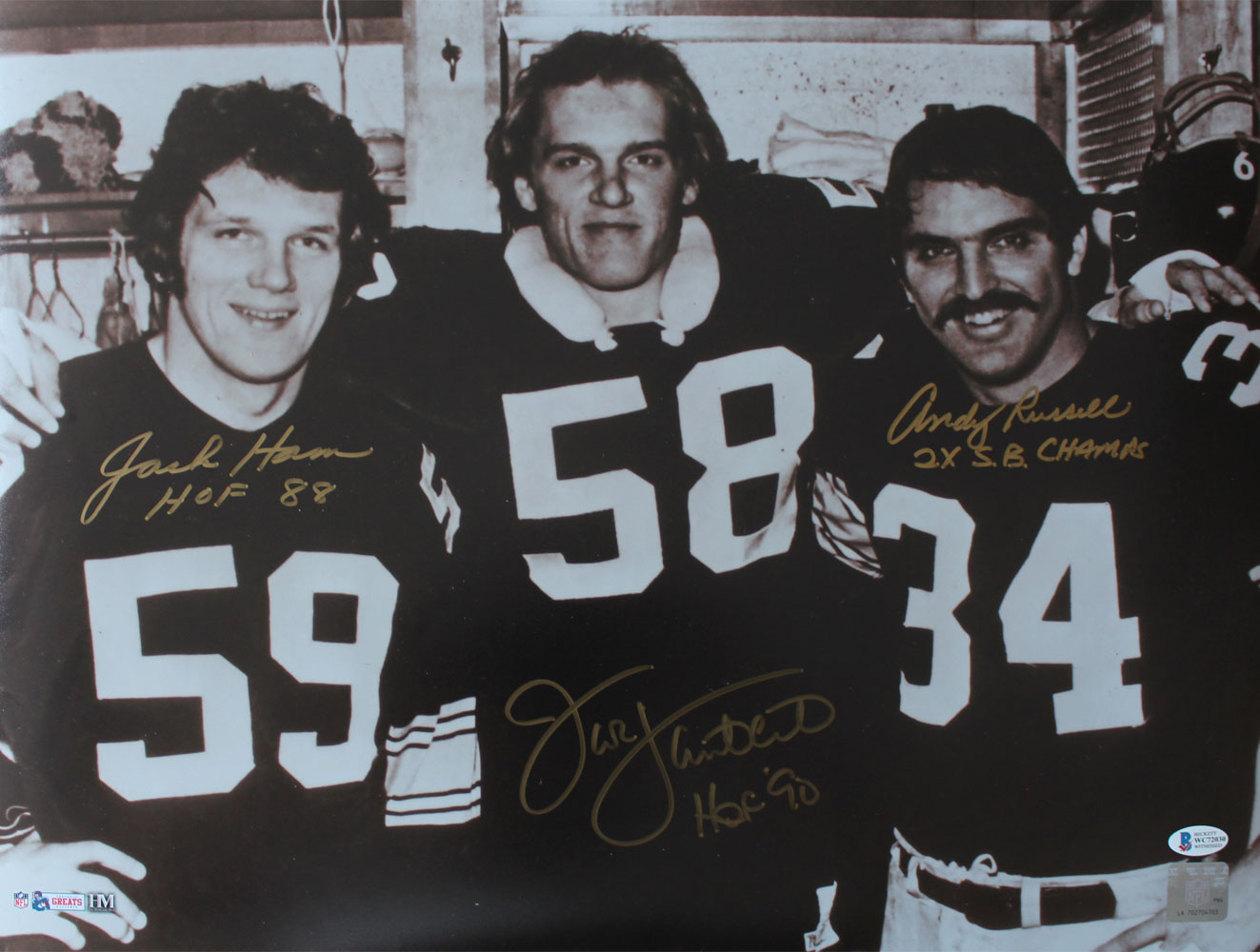 Jack Lambert Ham & Russell Signed Pittsburgh Steelers 16×20 Photo BAS 28384  – Denver Autographs