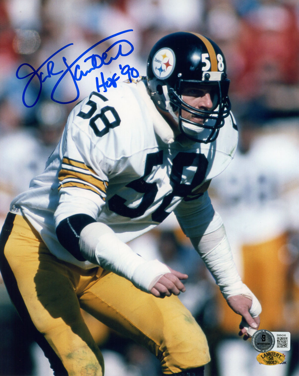Jack Lambert Autographed Pittsburgh Steelers 8x10 Photo HOF BAS 45546