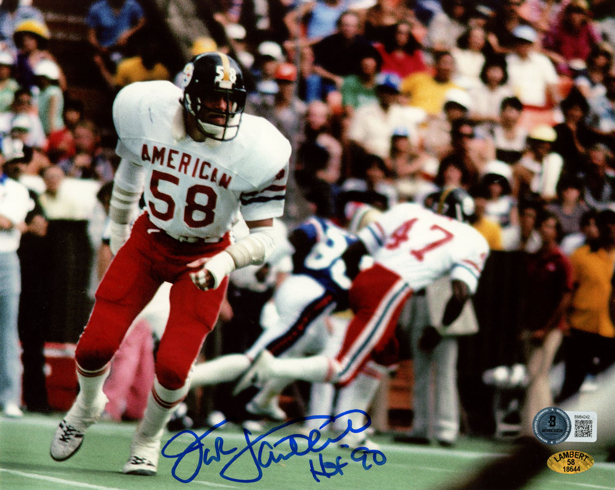 Jack Lambert Autographed Pittsburgh Steelers 8x10 Photo HOF BAS 45553