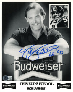 Jack Lambert Autographed Pittsburgh Steelers 8x10 Photo HOF BAS 45554