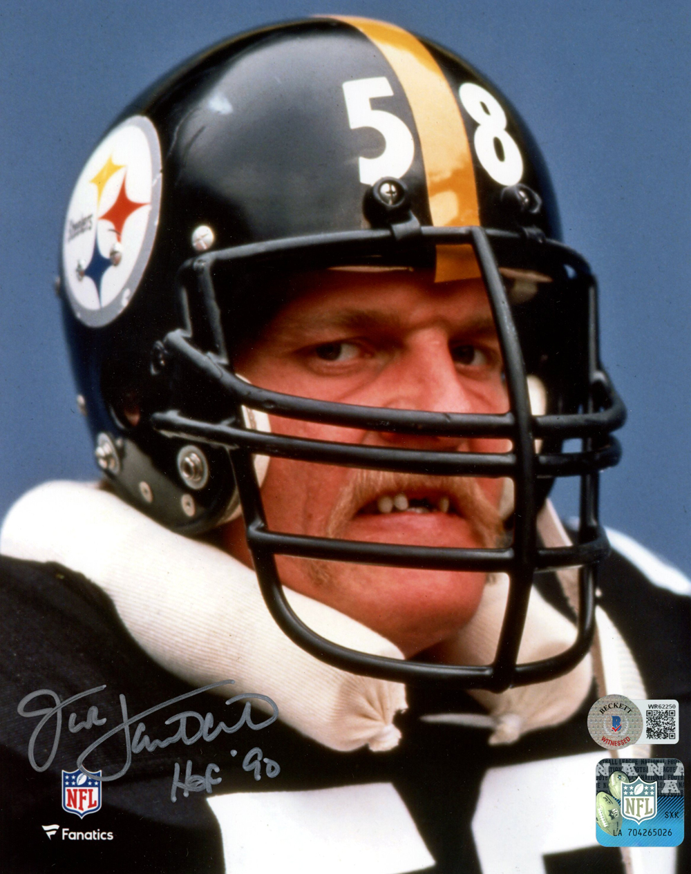 Jack Lambert Autographed Pittsburgh Steelers 8x10 Photo HOF Beckett
