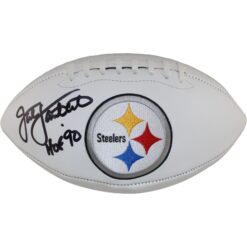Jack Lambert Autographed Pittsburgh Steelers Logo Football HOF Beckett W 54079