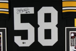 Jack Lambert Autographed/Signed Pro Style Black XL Framed Jersey Beckett 51225