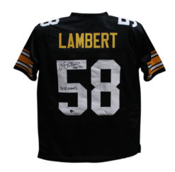 Jack Lambert Autographed/Signed Pro Style Black XL Jersey 2 Insc Beckett