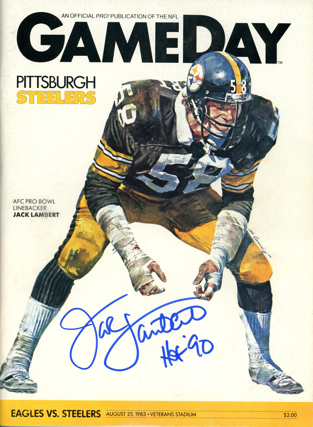 Jack Lambert Signed Pittsburgh Steelers 1983 Gameday Magazine HOF JSA