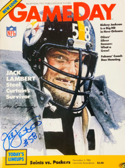 Jack Lambert Signed Pittsburgh Steelers 11/4/1984 Gameday Magazine BAS