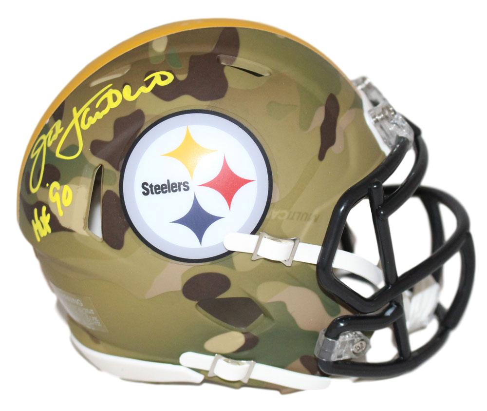 Jack Lambert Autographed Pittsburgh Steelers Camo Mini Helmet BAS 28310