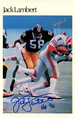 Jack Lambert Signed Pittsburgh Steelers Mini Poster 12/50 HOF BAS 46135