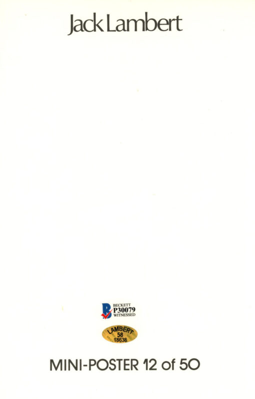 Jack Lambert Signed Pittsburgh Steelers Mini Poster HOF Beckett 46182