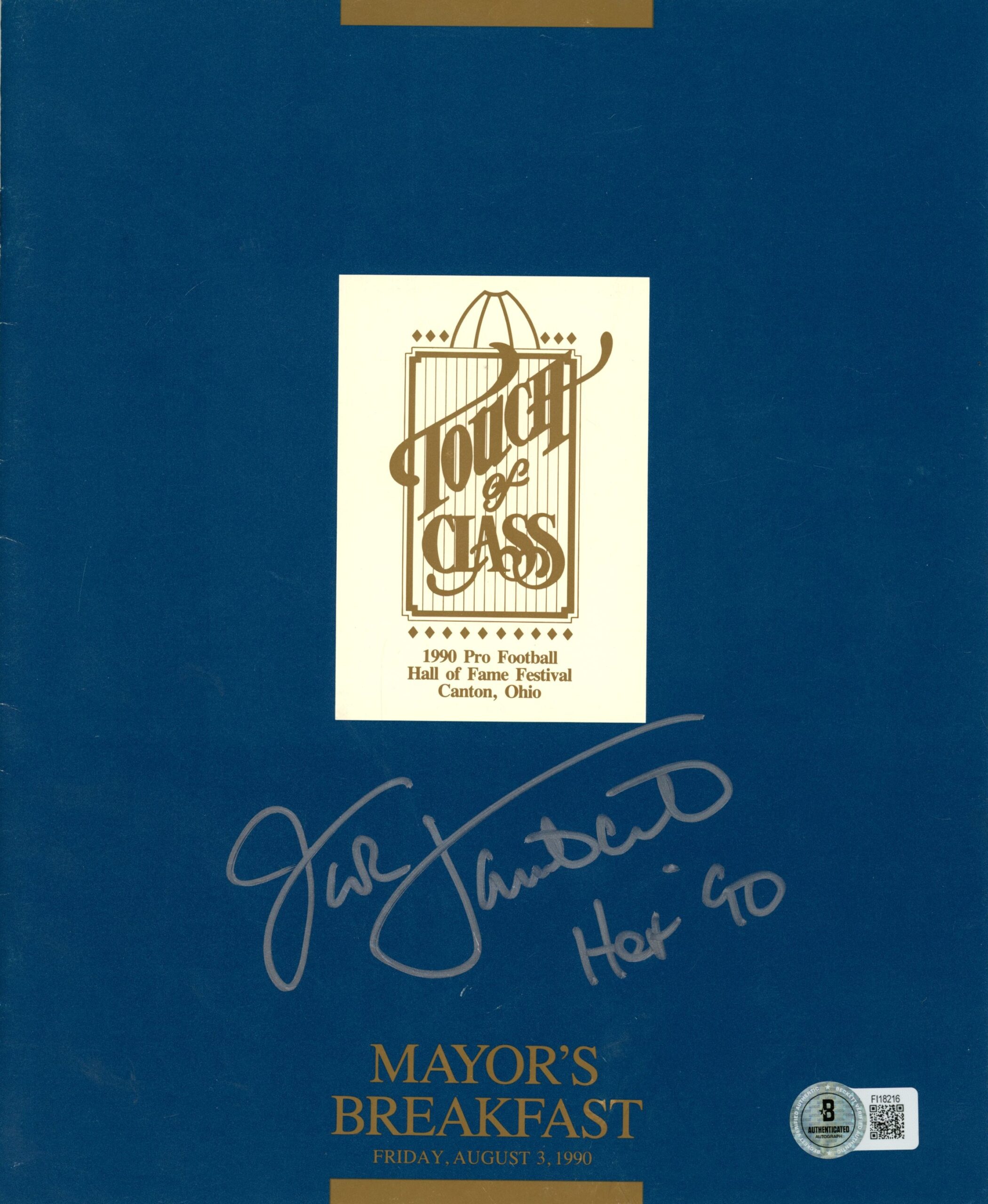 Jack Lambert Signed Pittsburgh Steelers 1990 Mayor's Breakfast Program BAS 57216