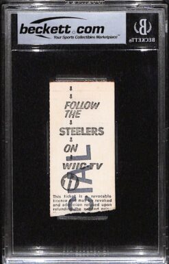 Jack Lambert Signed Pittsburgh Steelers 8/9/75 Ticket Stub Slab Beckett