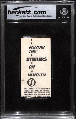 Jack Lambert Signed Pittsburgh Steelers 12/7/75 Ticket Stub Slab Beckett