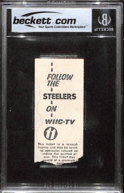 Jack Lambert Signed Pittsburgh Steelers 12/7/75 Ticket Stub Slab Beckett