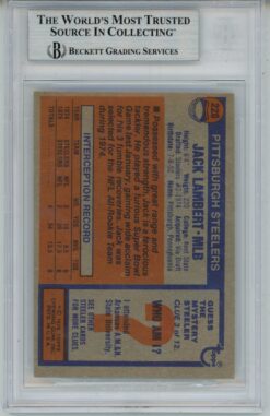 Jack Lambert Autographed/Signed 1976 Topps #229 Slab Trading Card Beckett 56929