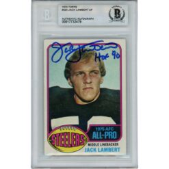 Jack Lambert Signed Pittsburgh Steelers 1976 Topps 220 Card HOF Beckett 46392