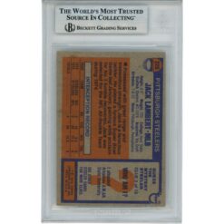 Jack Lambert Signed Pittsburgh Steelers 1976 Topps 220 Card HOF Beckett 46395