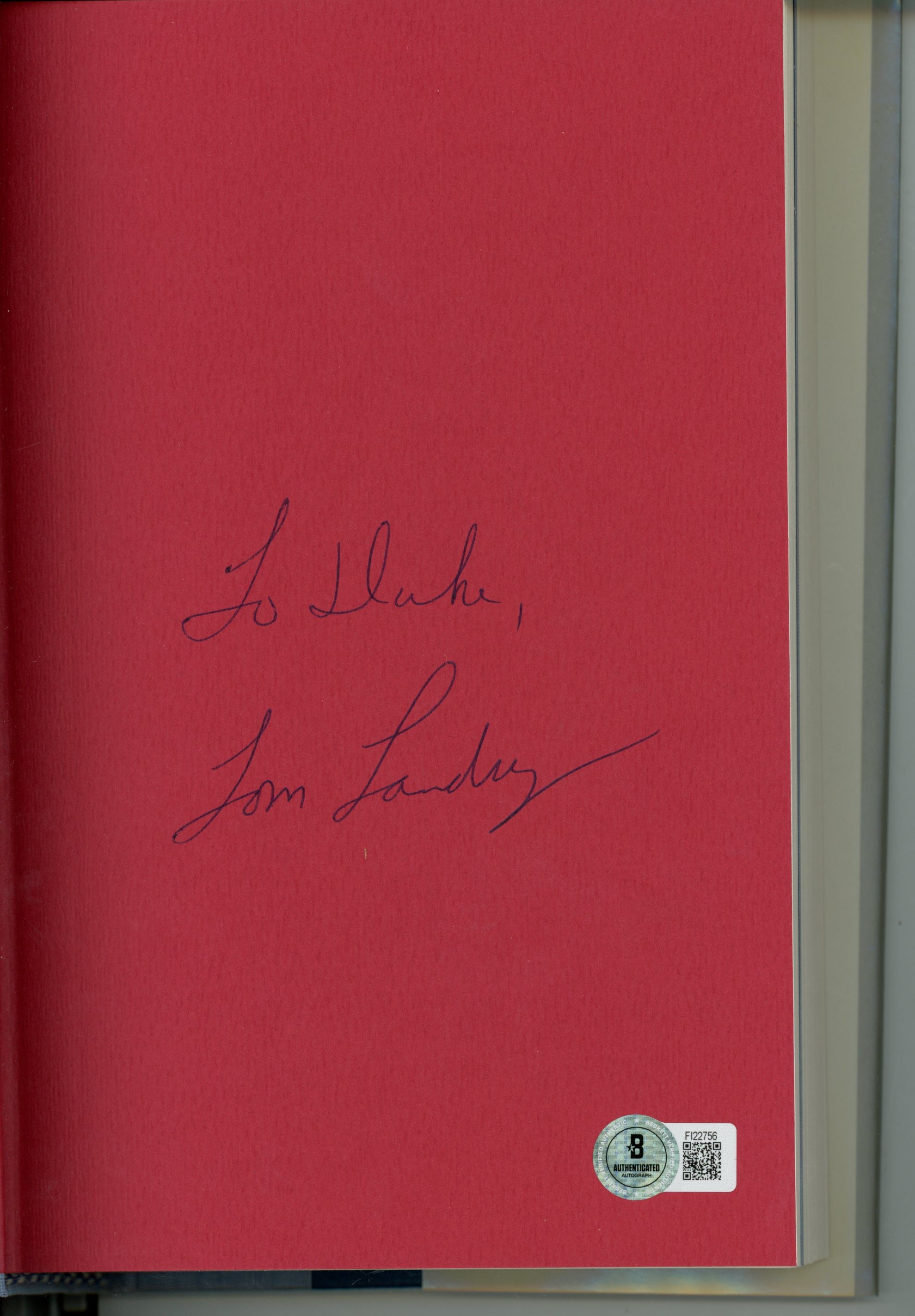Tom Landry Signed Dallas Cowboys Autobiography Book Personalized Beckett 55775