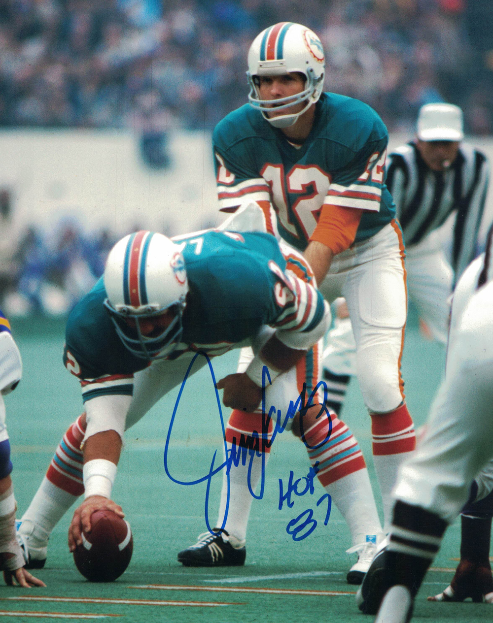 Jim Langer Autographed/Signed Miami Dolphins 8x10 Photo HOF 30149