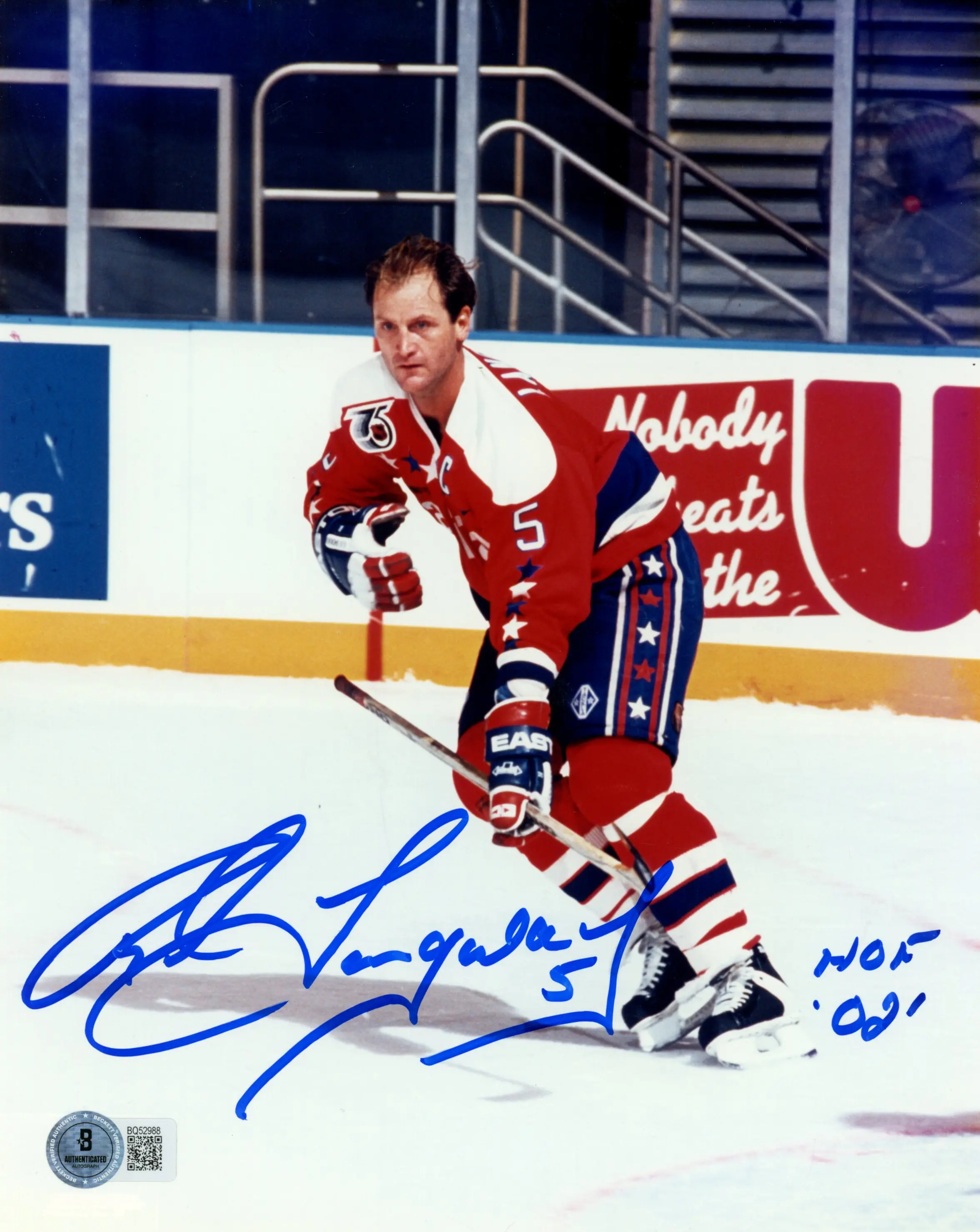 Rod Langway Autographed/Signed Washington Capitals 8x10 Photo HOF Beckett 57358