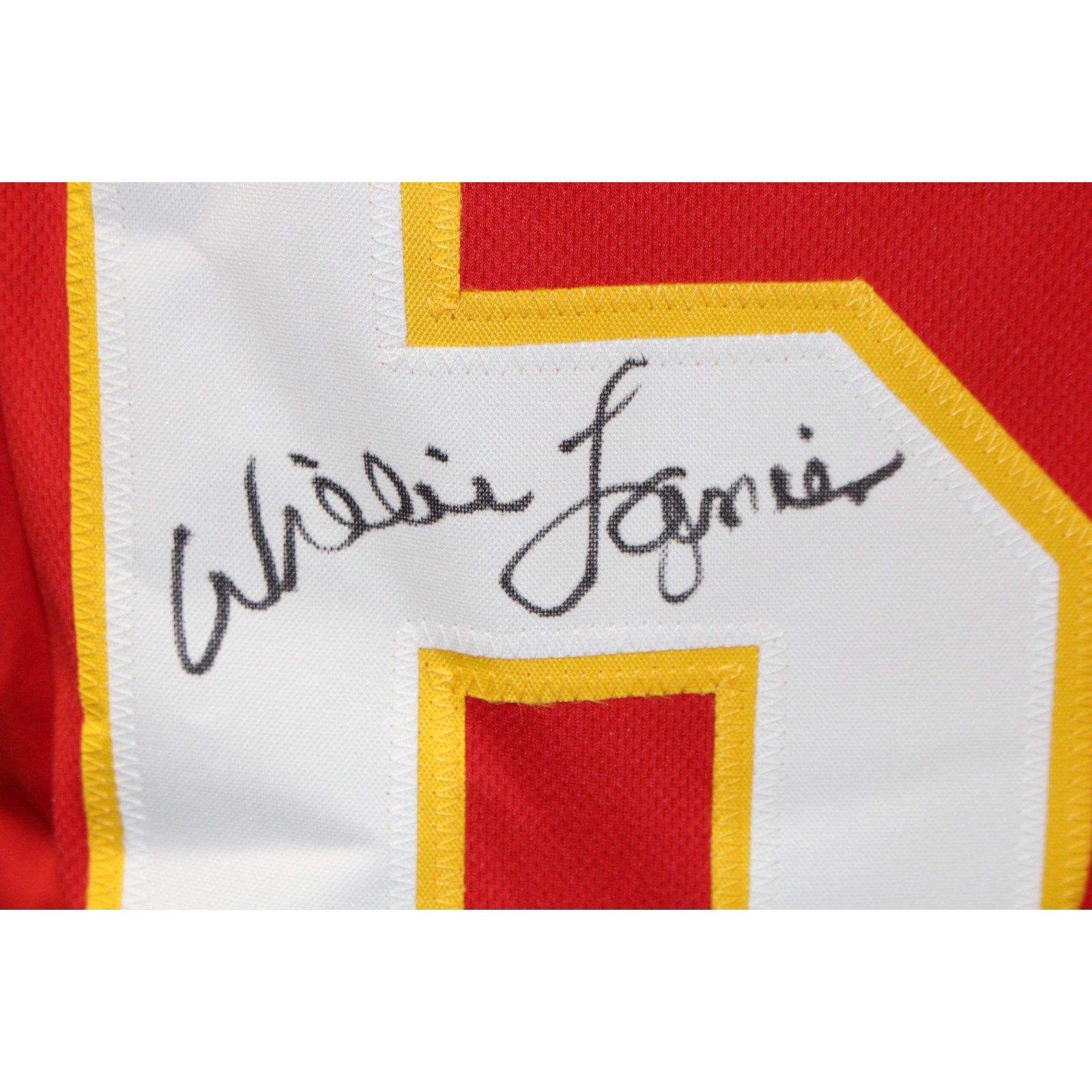Willie Lanier Autographed/Signed Pro Style Red Jersey TRI