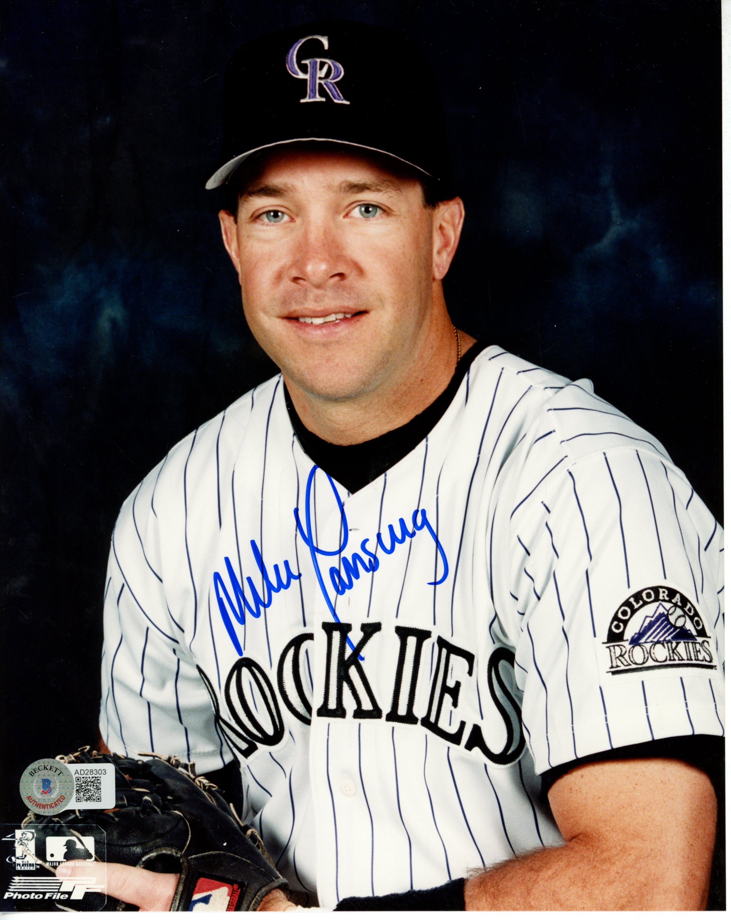 Mike Lansing Autographed/Signed Colorado Rockies 8x10 Photo Beckett 55884