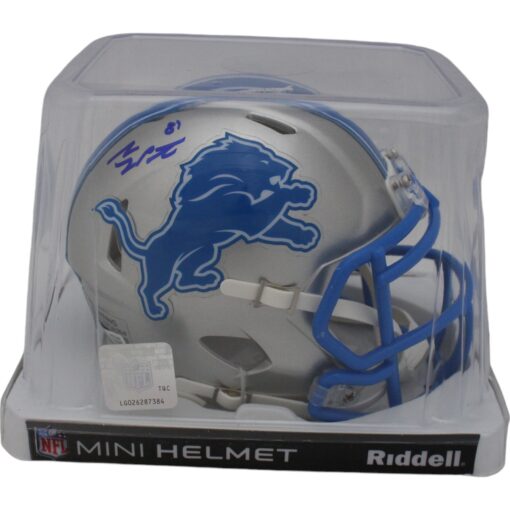 Sam LaPorta Autographed/Signed Detroit Lions 2024 Mini Helmet Beckett 48356
