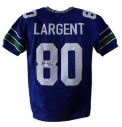 Steve Largent Autographed/Signed Seattle Seahawks Blue XL Jersey HOF BAS 24058