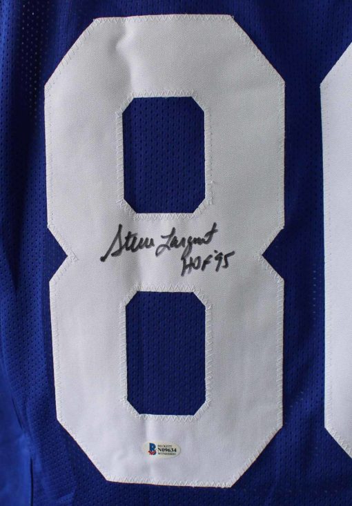 Steve Largent Autographed/Signed Seattle Seahawks Blue XL Jersey HOF BAS 24058