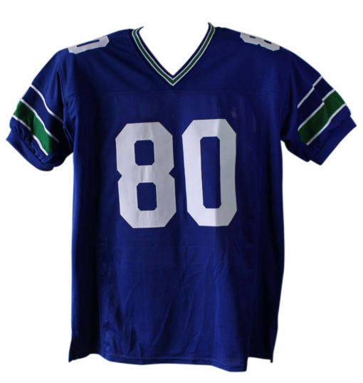 Steve Largent Autographed/Signed Seattle Seahawks Blue XL Jersey HOF BAS 24058