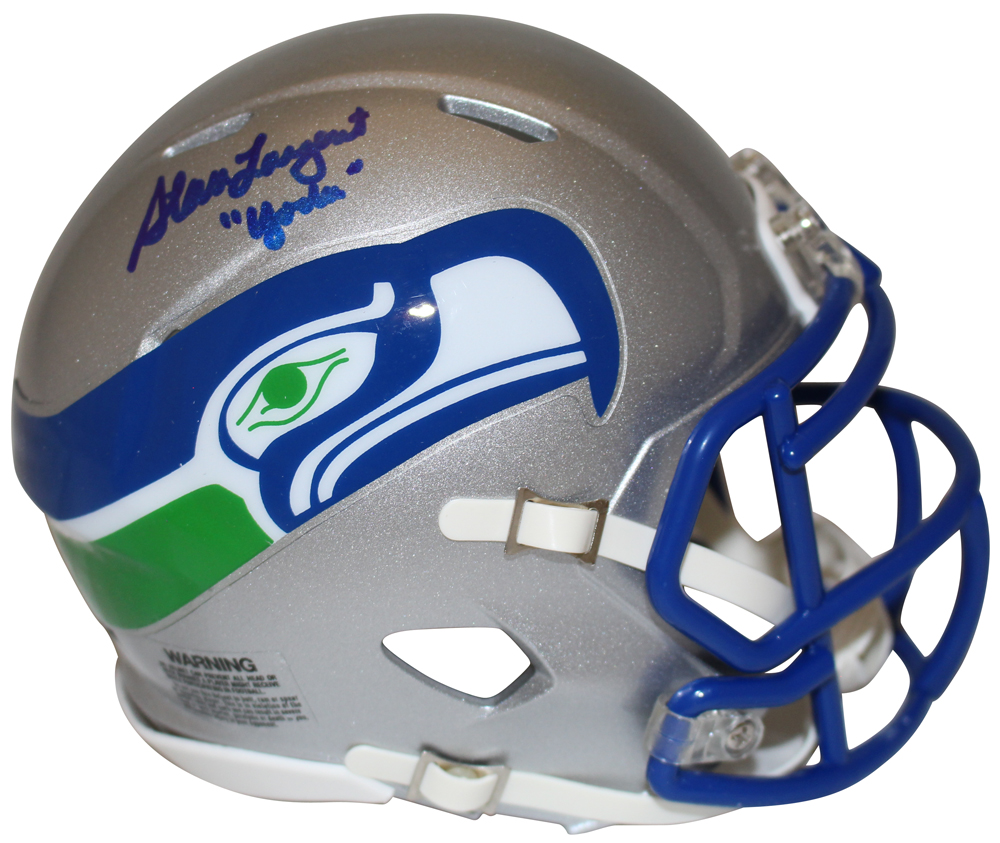 Steve Largent Signed Seattle Seahawks 83-01 Speed Mini Helmet Yoda BAS
