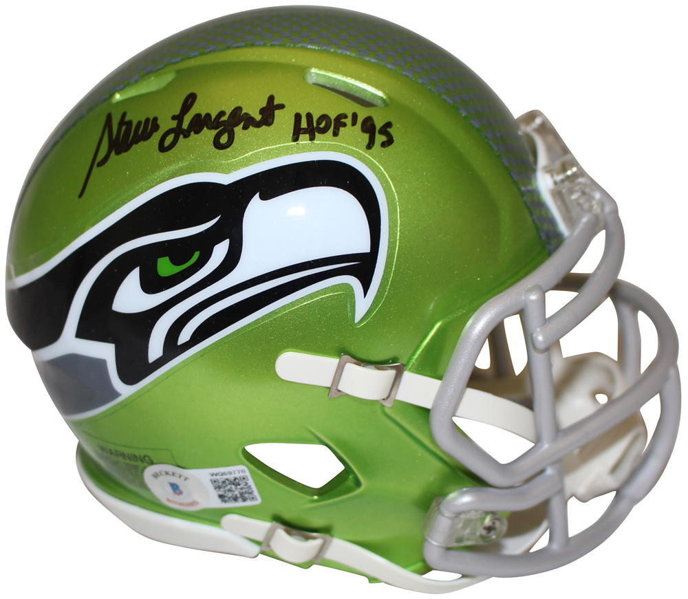 Steve Largent Signed Seattle Seahawks Flash Mini Helmet HOF 95 Beckett