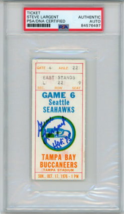 Steve Largent Autographed Seattle Seahawks 10/17/1976 Ticket PSA Slabbed