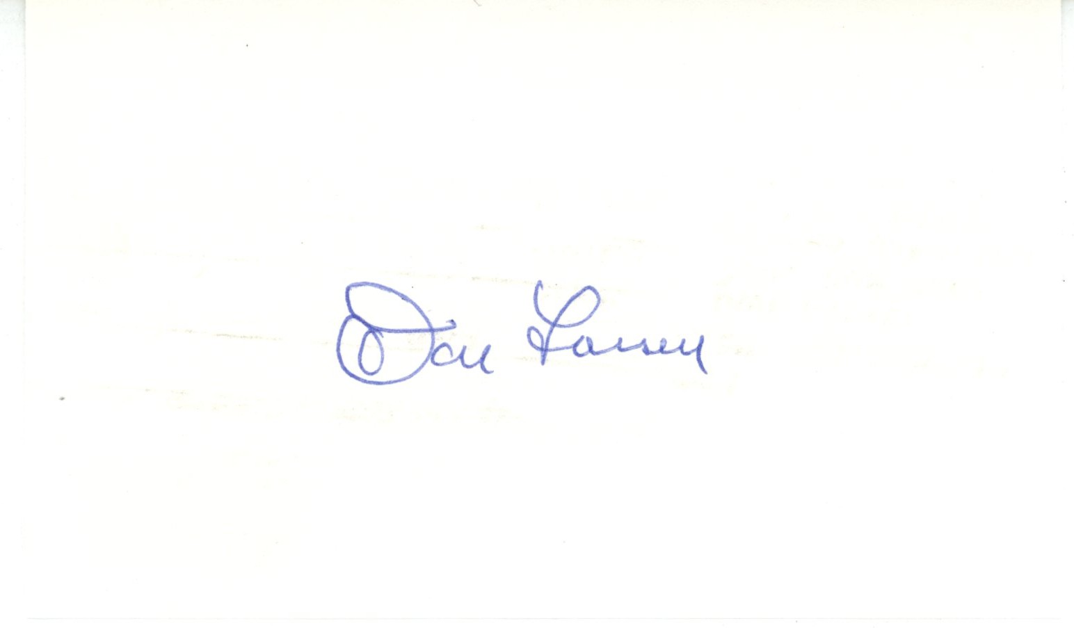 Don Larson Autographed/Signed New York Yankees Index Card Beckett 56532