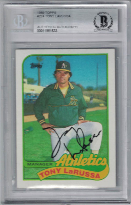 Tony LaRussa Autographed Oakland Athletics 1989 Topps Trading Card BAS 27039
