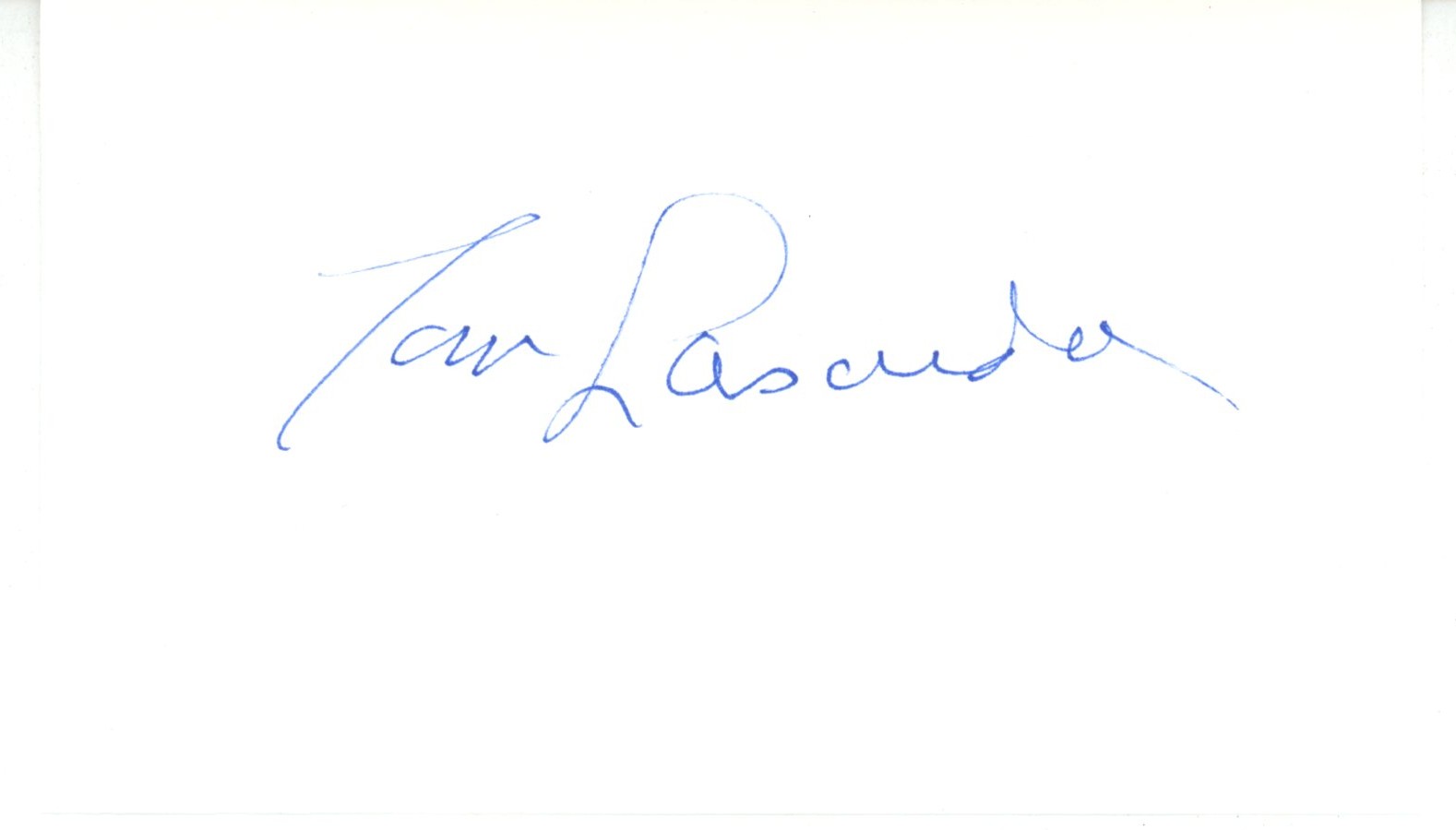 Tommy Lasorda Autographed/Signed Los Angeles Dodgers Index Card Beckett 56538