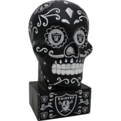 Las Vegas Raiders Team Color Sugar Skull Statue Evergreen New 38012