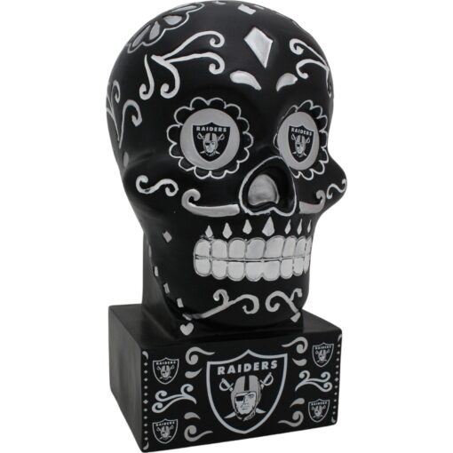 Las Vegas Raiders Team Color Sugar Skull Statue Evergreen New 38012